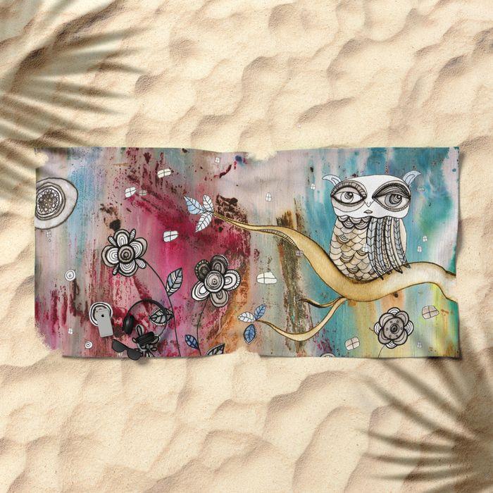 Bath Towel &#39;Surreal Owl 1&#39;