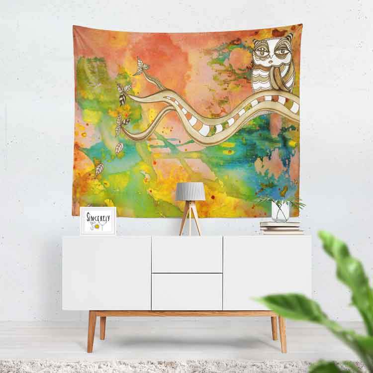 wall art tapestry 'surreal owl 2'