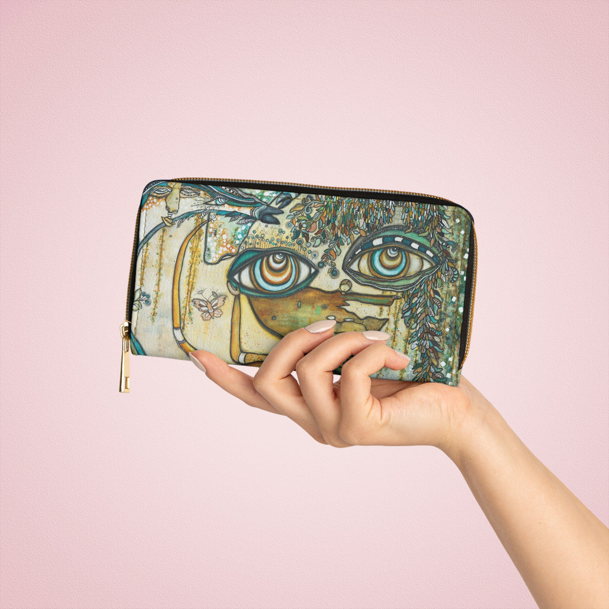 Floral Garden Face Zipper Wallet &quot;Love Bird Garden&quot;