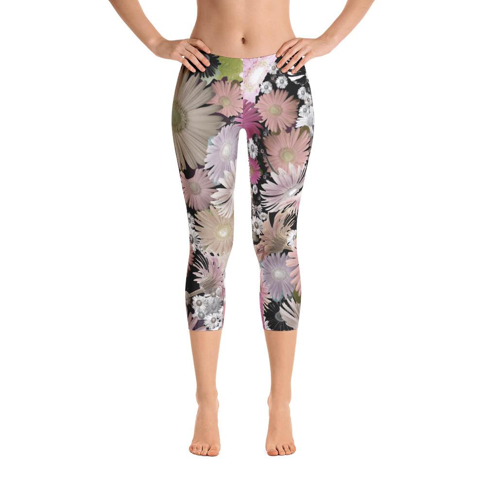 Abstract Capri leggings, Workout Pants &#39;CFloral 02&#39;