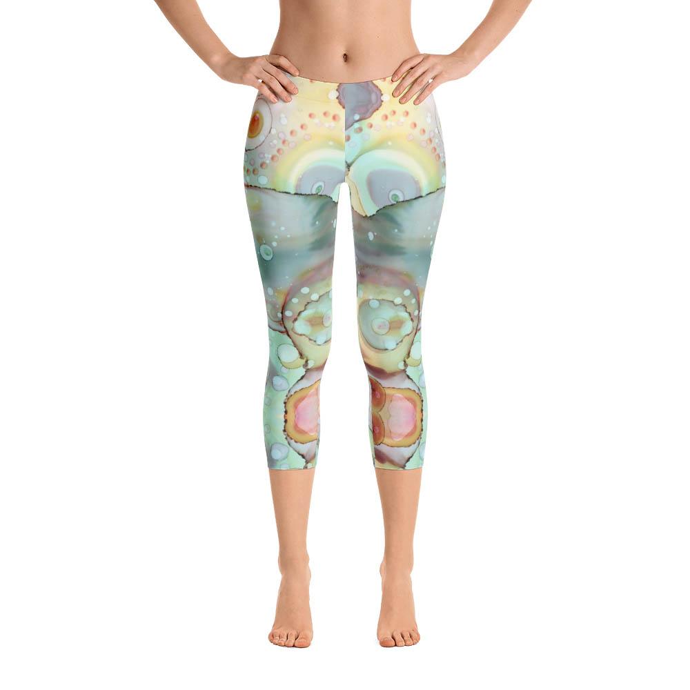 Abstract Capri leggings, Workout Pants 'Mermaid Tail 02'