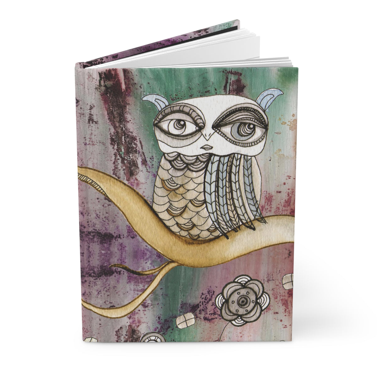 Owl Dream Hardcover Journal &quot;Surreal Owl 1 in purple&quot;