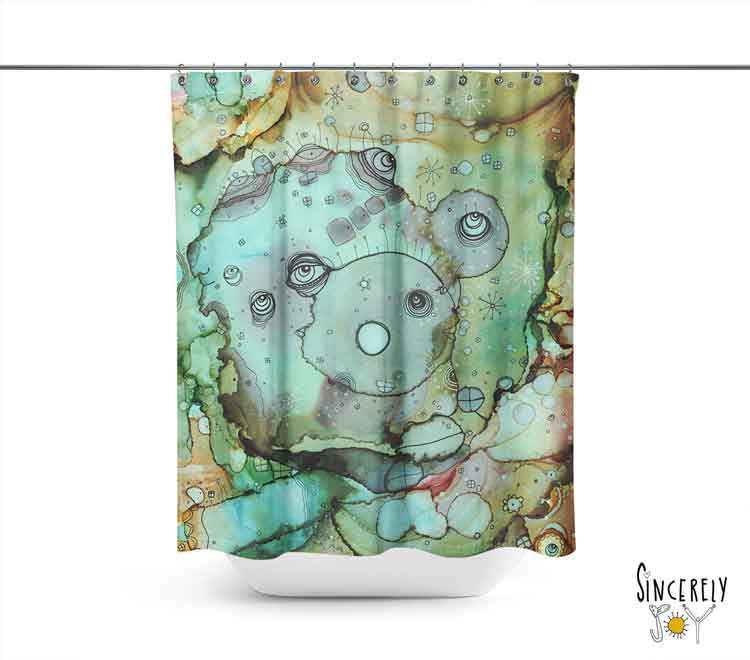 Abstract Mixed Media Shower Curtain '4 Doors Away'