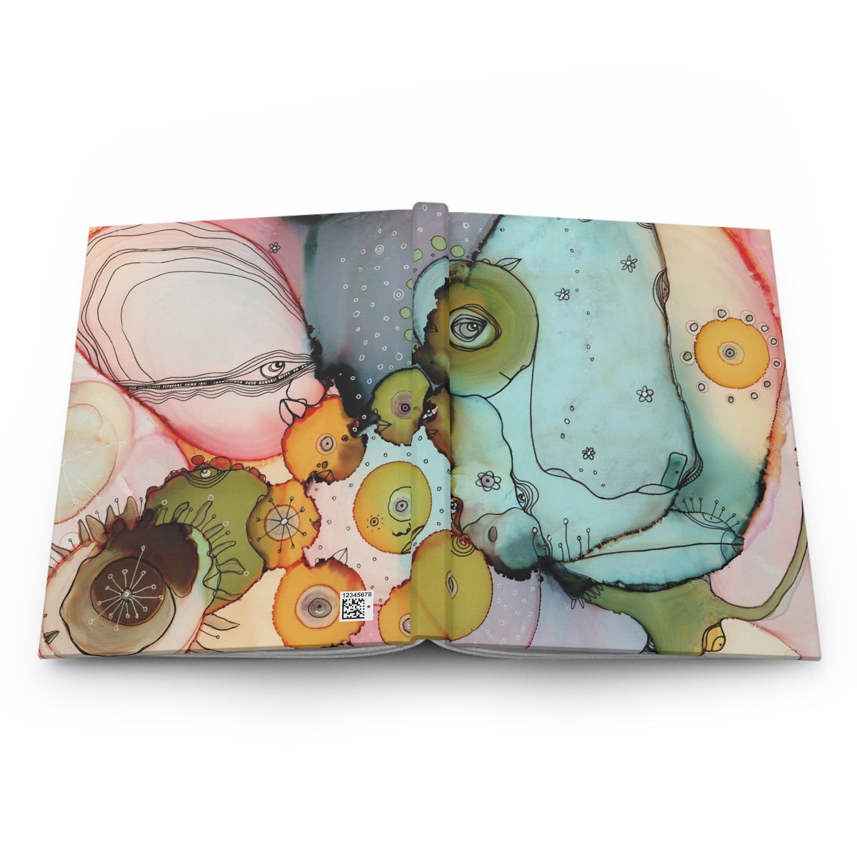 Whimsical Face on Hardcover Dream Journal &quot;Dance with me&quot;