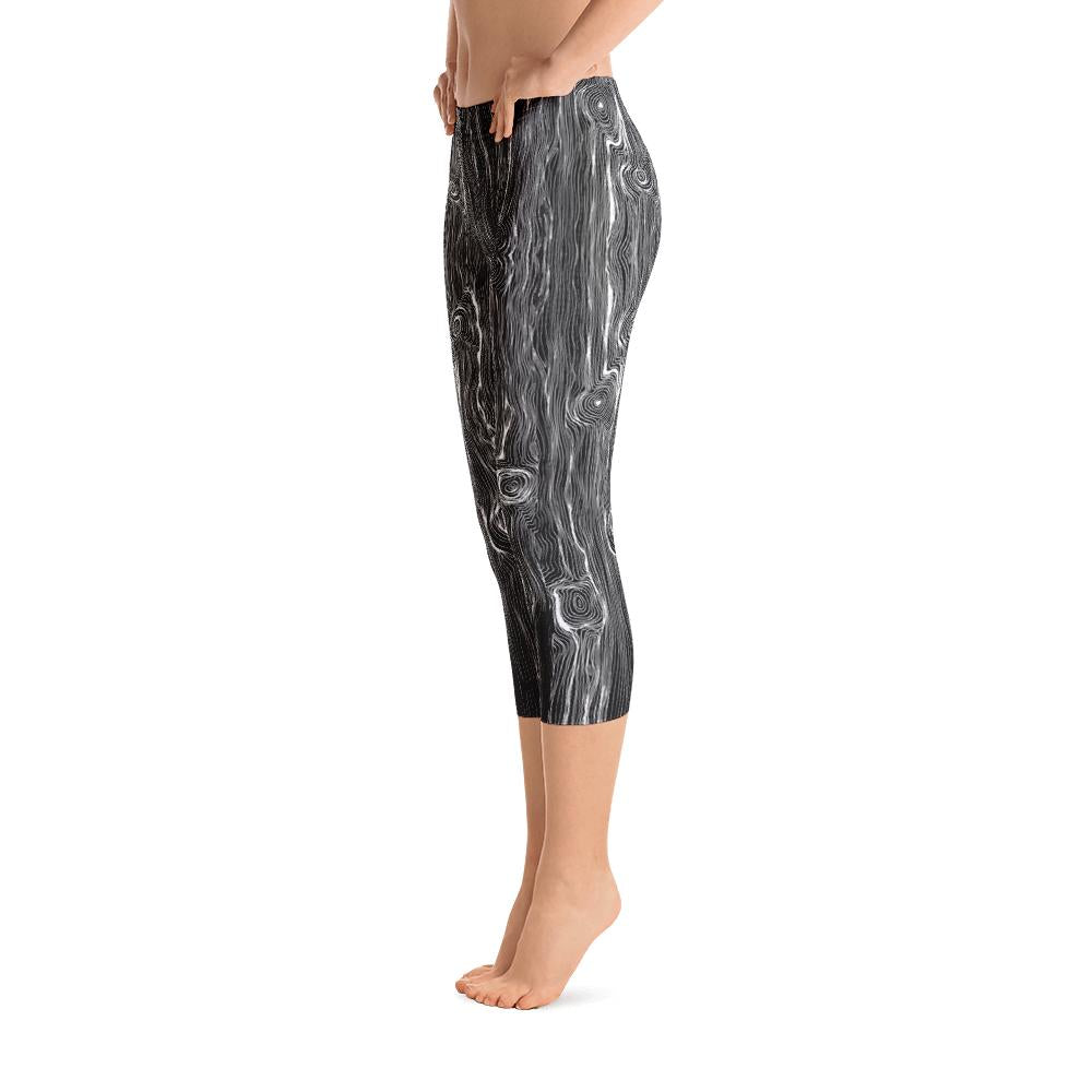 Abstract Capri leggings, Workout Pants &#39;Wood Grain&#39;
