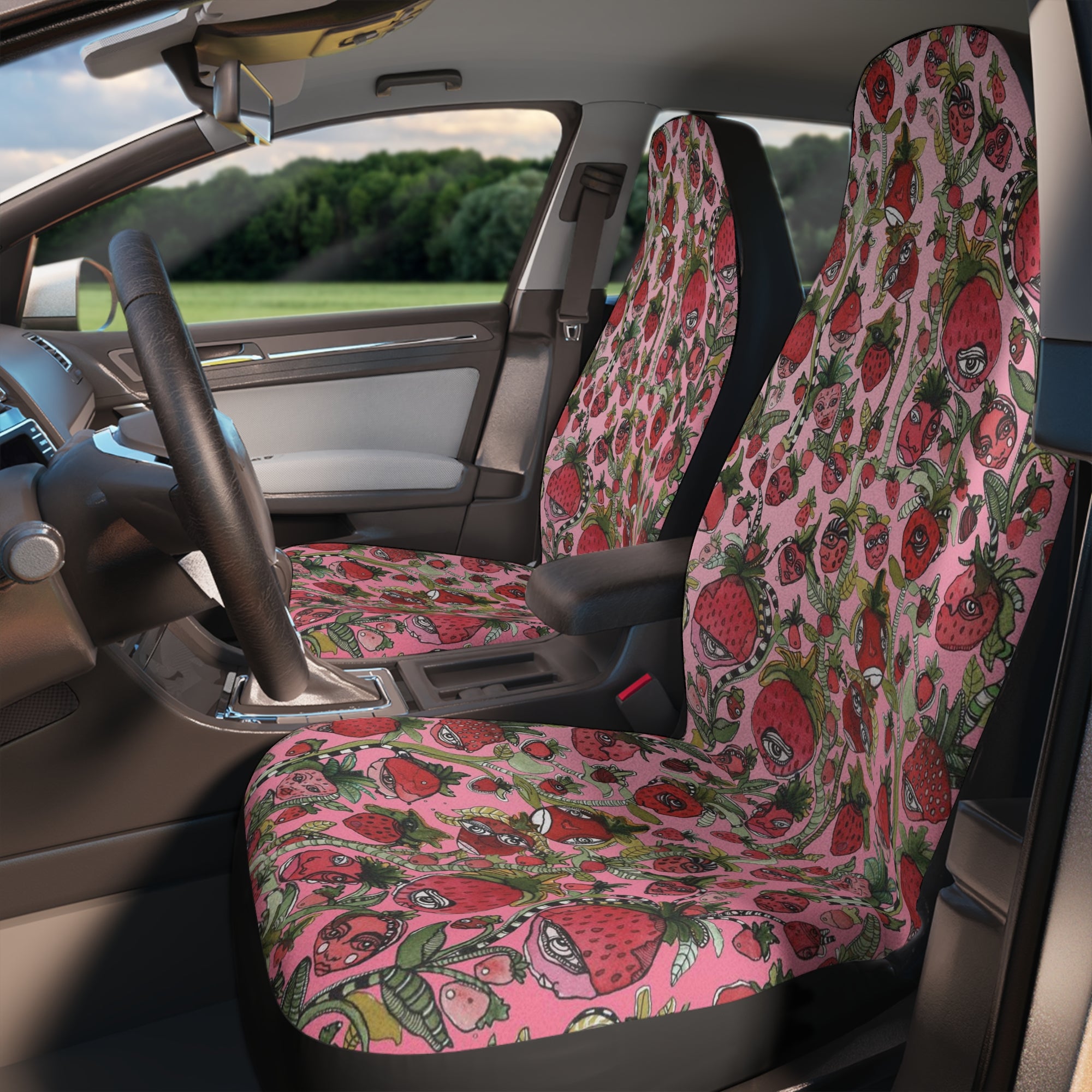 Fun Strawberry Car Seat Covers "Strawberry Friends"