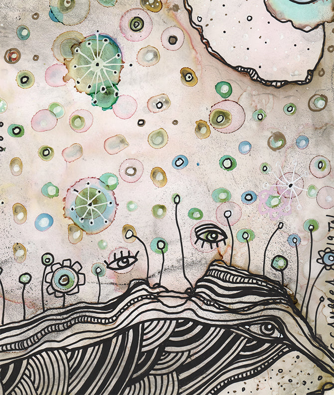 Original Mixed Media Fine Art on Paper &#39;Exploding&#39;