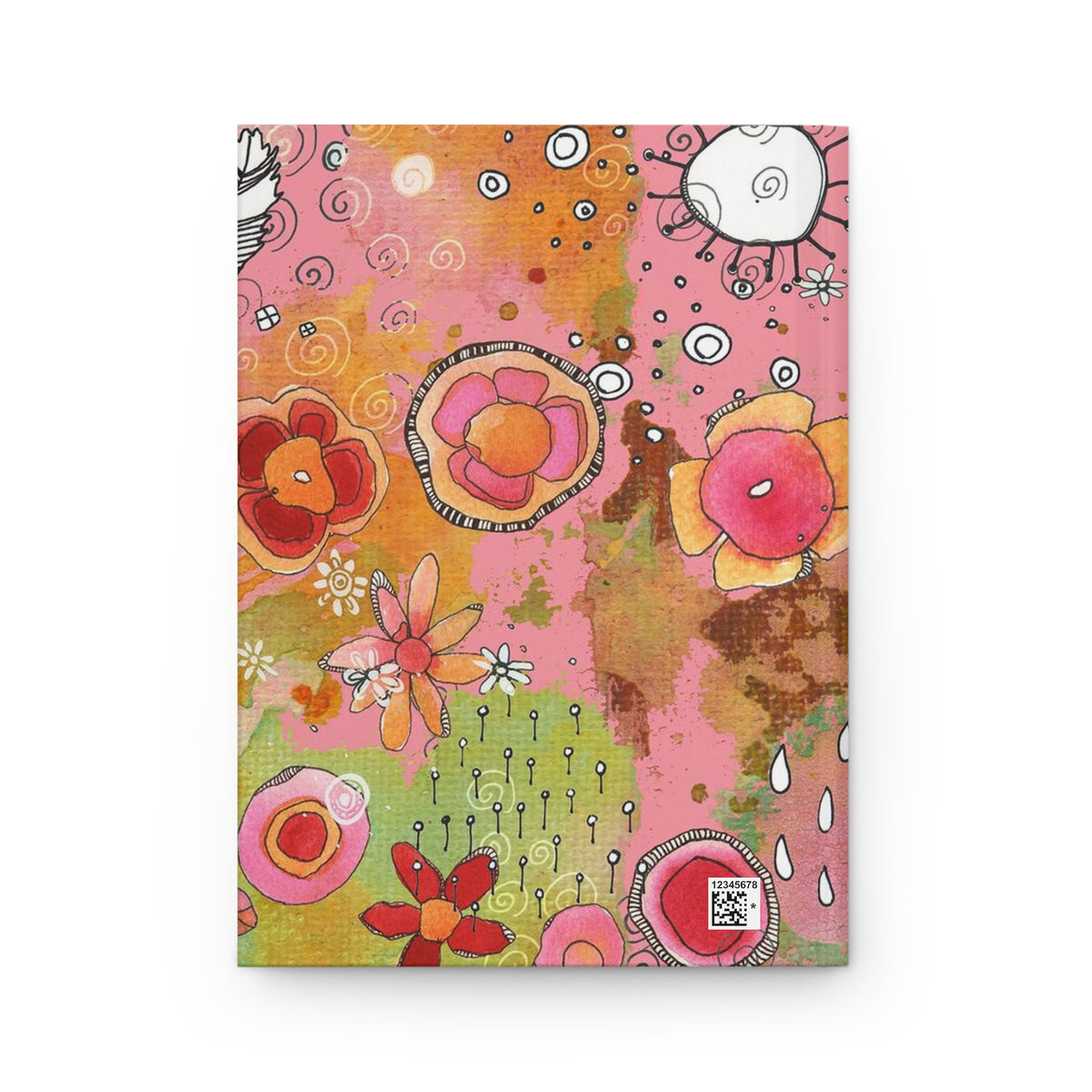 Boho Pink Floral Feathers Hardcover Journal &quot;Feathers Flowers Showers&quot;