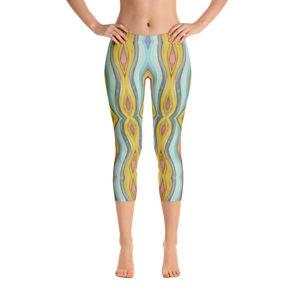 Abstract Capri leggings, Workout Pants &#39;Striped&#39;