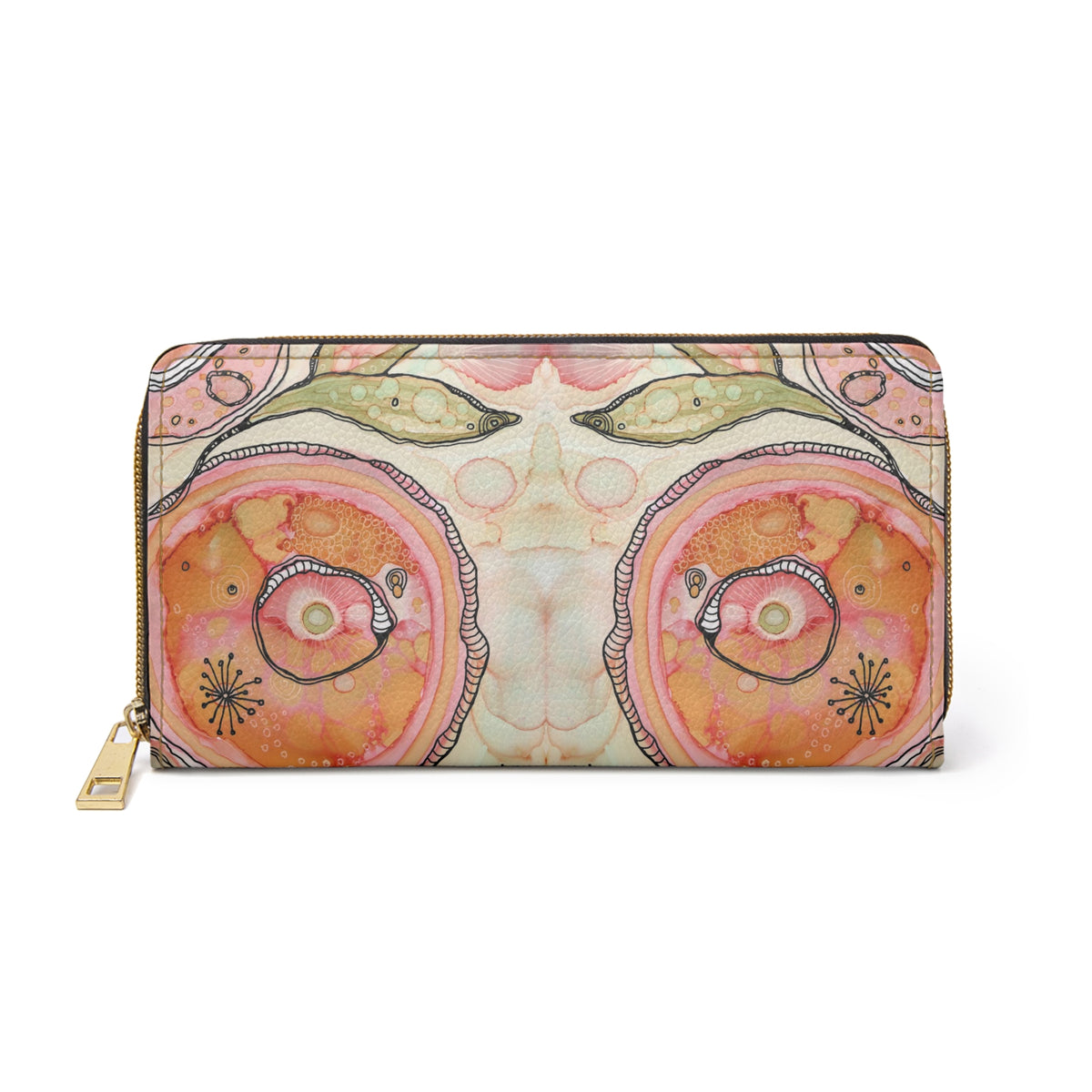 Pretty Floral Original Art Zipper Wallet &quot;Looking in&quot;