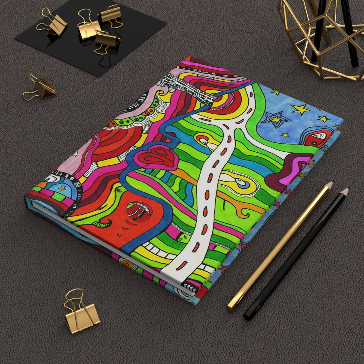 Trippy Psychedelic Colorful Journal &quot;Multi directional&quot;