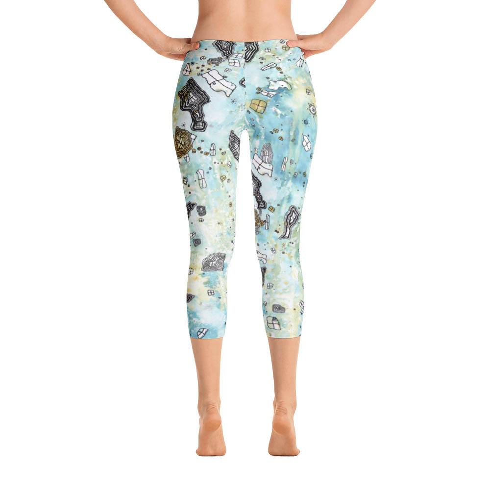Abstract Capri leggings, Workout Pants &#39;Surreal Sky&#39;