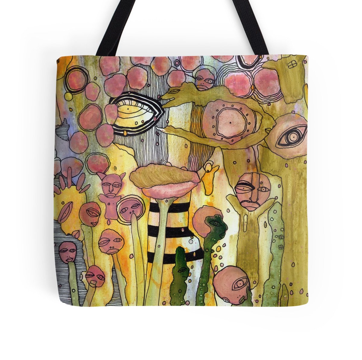 abstract face tote bag