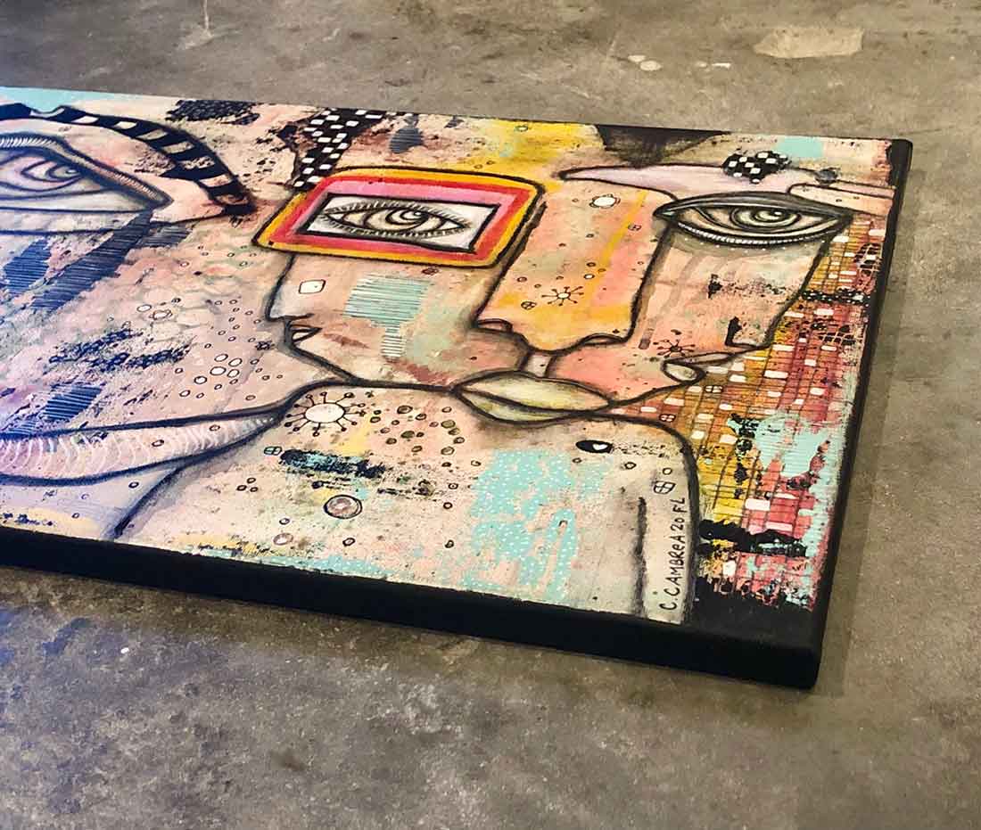 Original Mixed Media Fine Art on Canvas &#39;You feel like rainbows&#39;