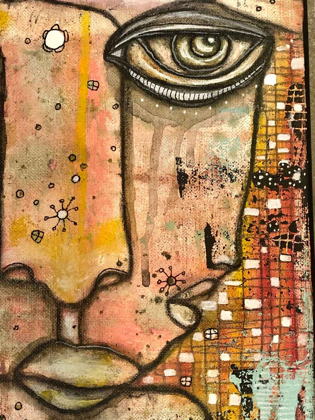 Original Mixed Media Fine Art on Canvas &#39;You feel like rainbows&#39;