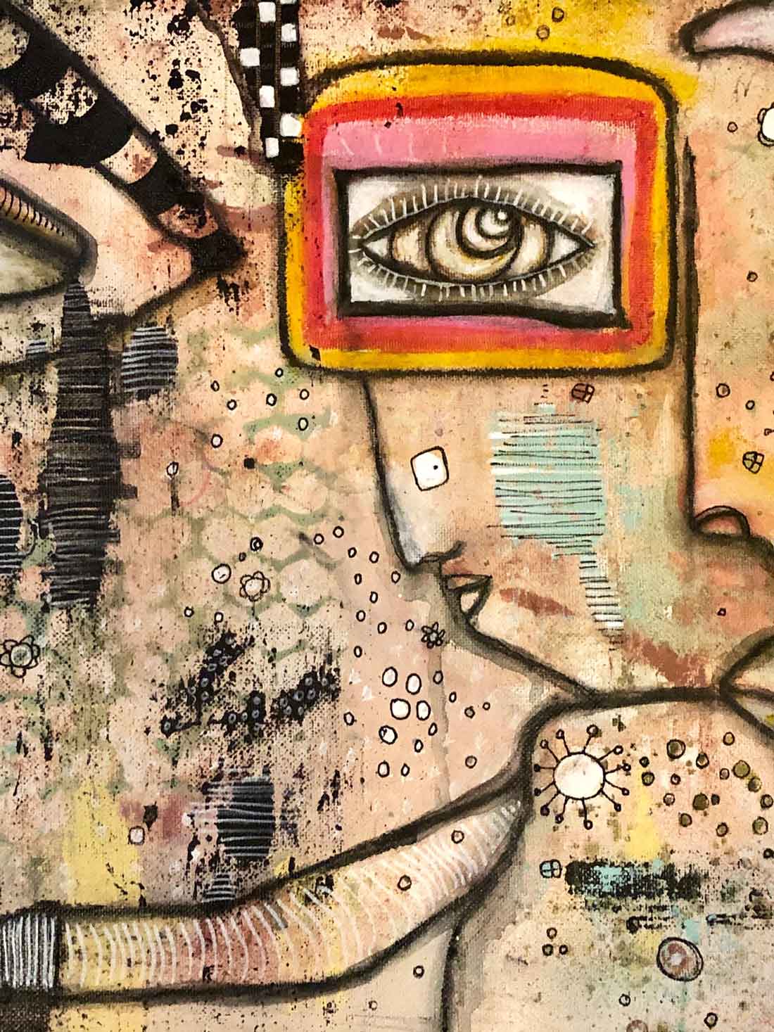 Original Mixed Media Fine Art on Canvas &#39;You feel like rainbows&#39;