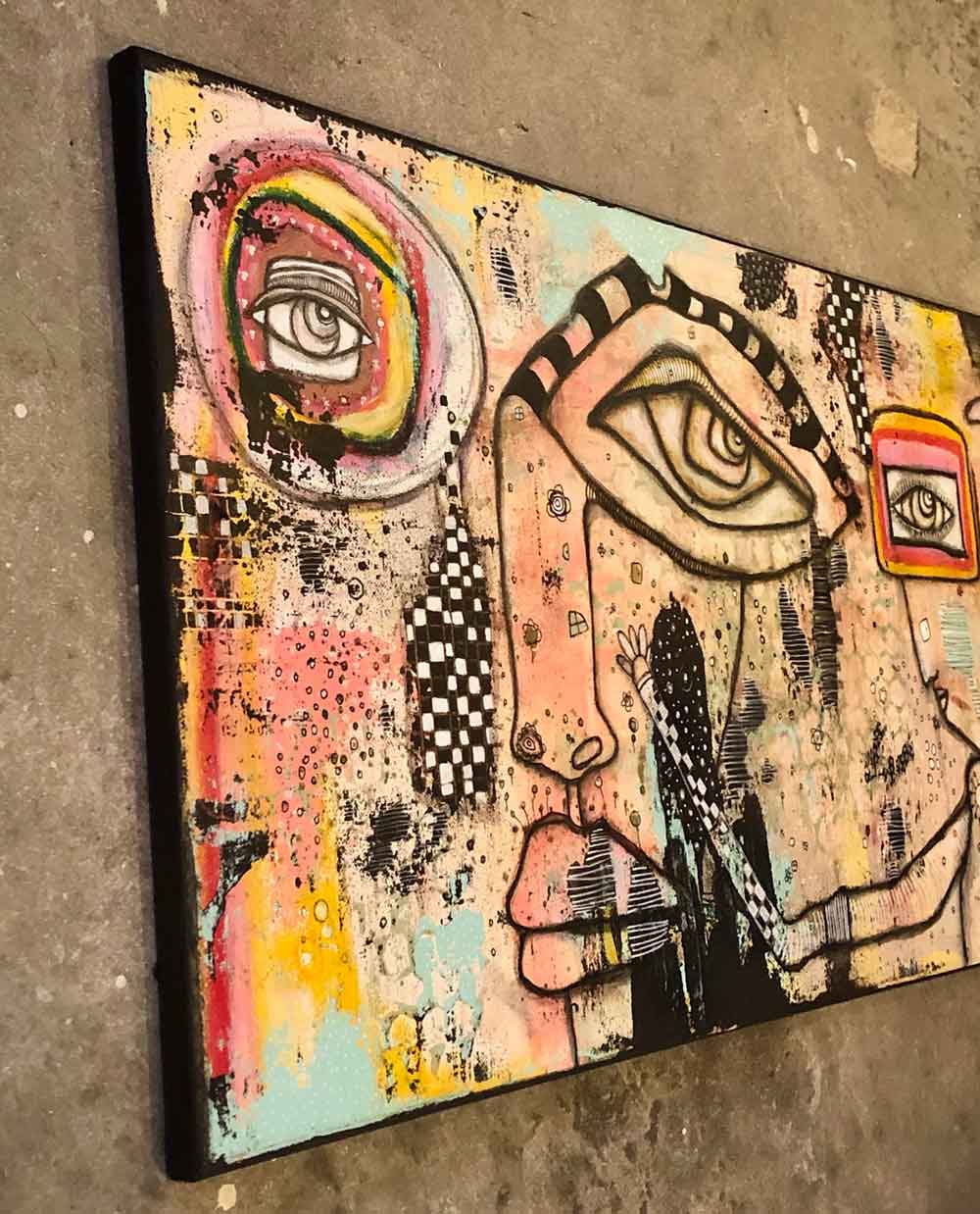 Original Mixed Media Fine Art on Canvas &#39;You feel like rainbows&#39;