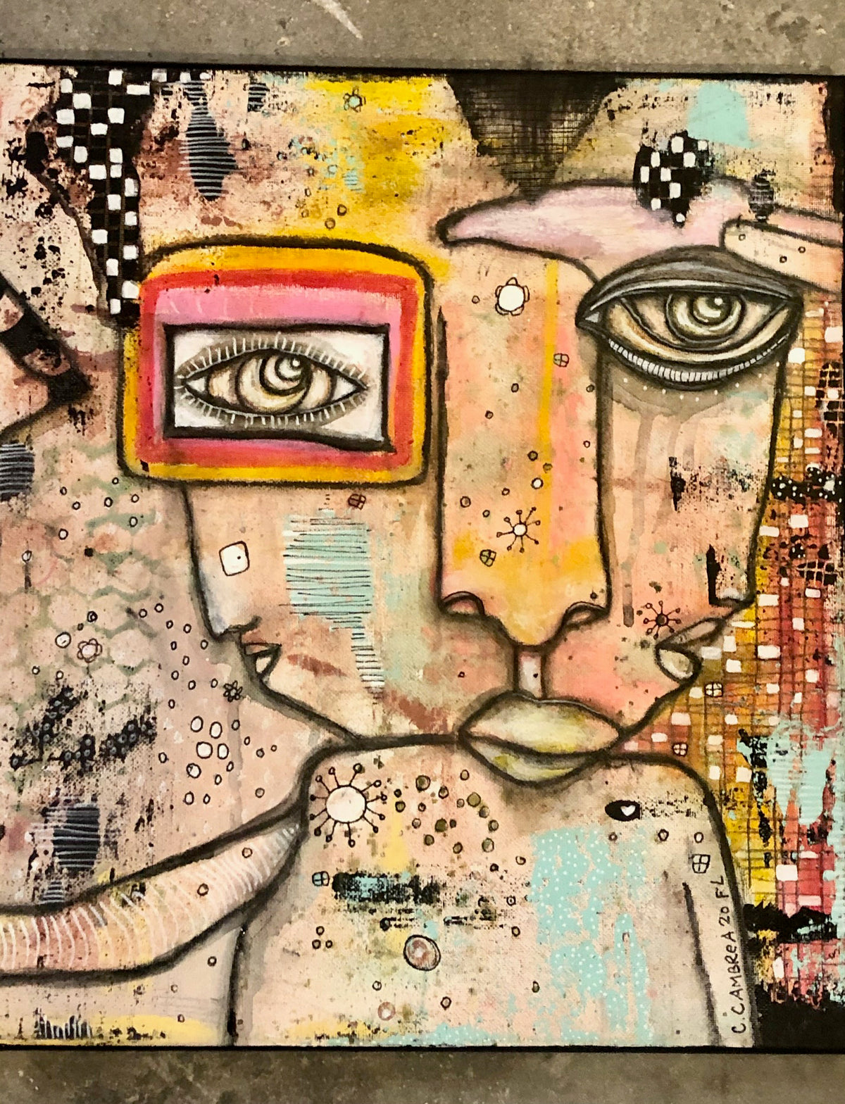 Original Mixed Media Fine Art on Canvas &#39;You feel like rainbows&#39;