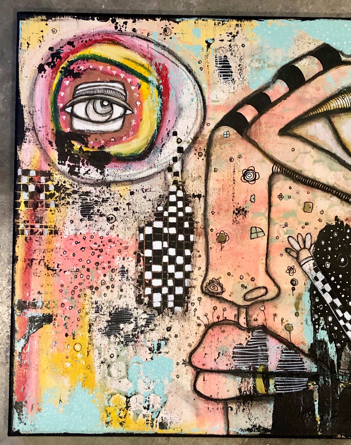 Original Mixed Media Fine Art on Canvas &#39;You feel like rainbows&#39;