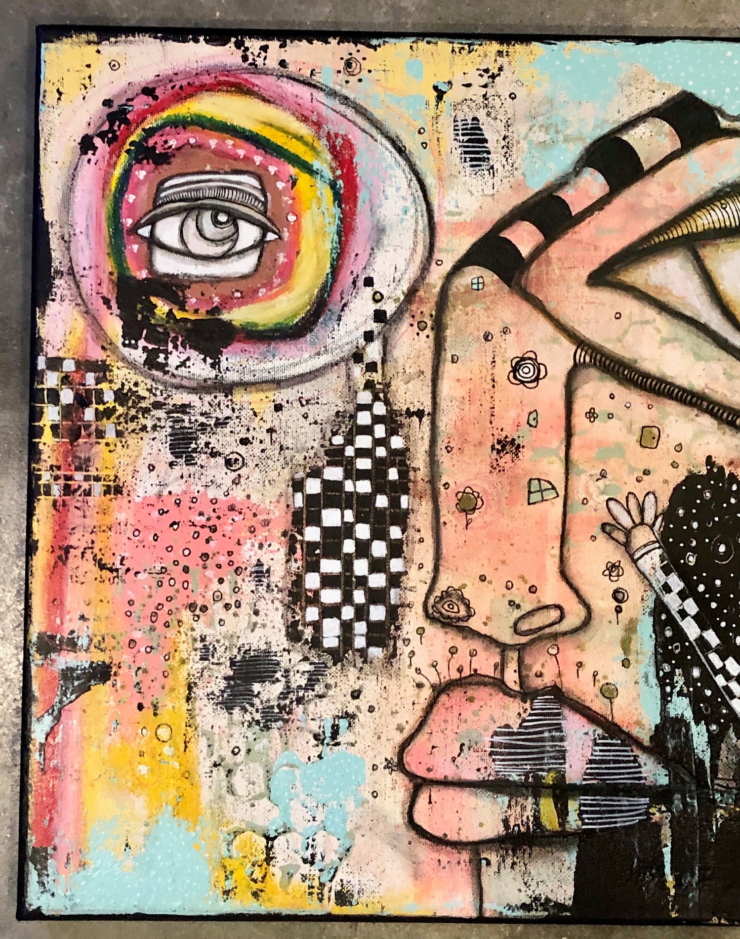 Original Mixed Media Fine Art on Canvas 'You feel like rainbows'