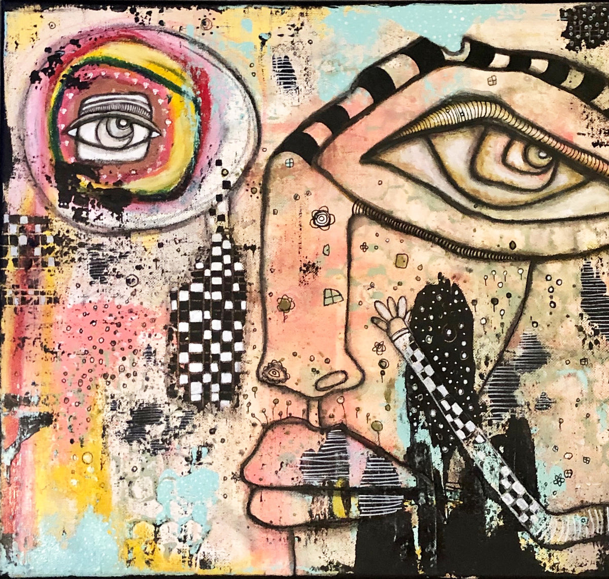 Original Mixed Media Fine Art on Canvas &#39;You feel like rainbows&#39;