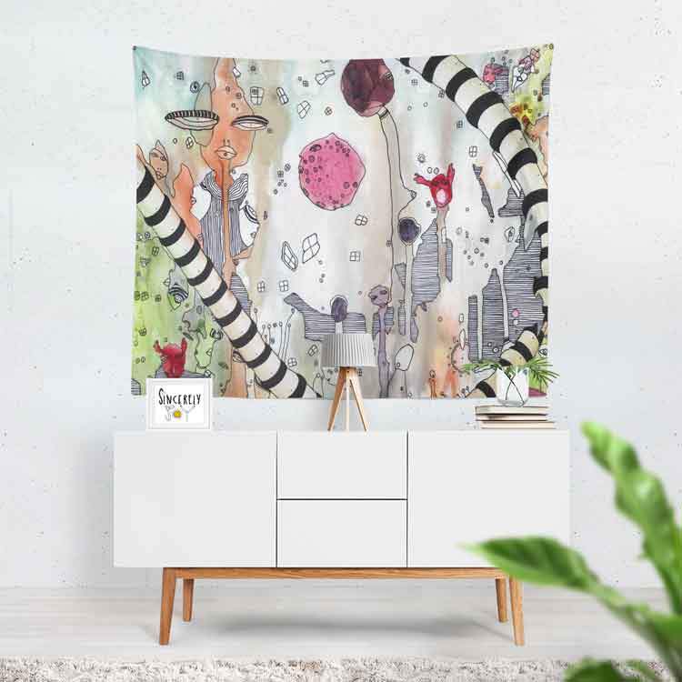 wall art tapestry &#39;a female hello&#39;