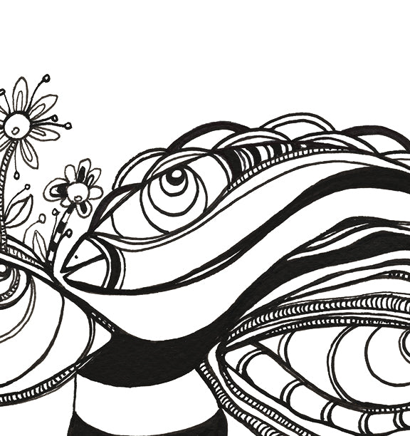 Original Black &amp; White Ink Drawing on Watercolor Paper &#39;Her Close up&#39;