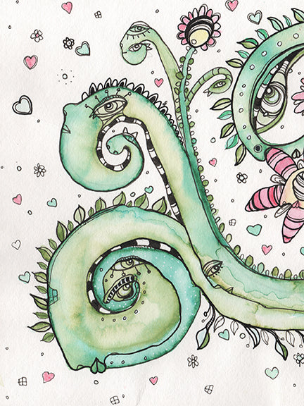 Original Mixed Media Fine Art &#39;plant love&#39;