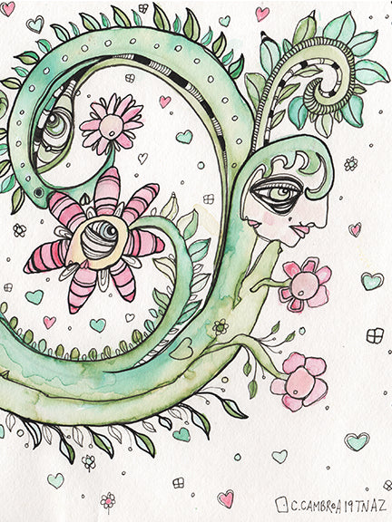 Original Mixed Media Fine Art &#39;plant love&#39;