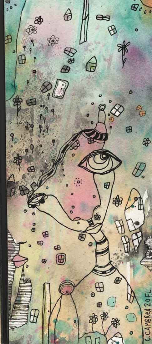 Original Mixed Media Fine Art on Wood &#39;I can hear you&#39;