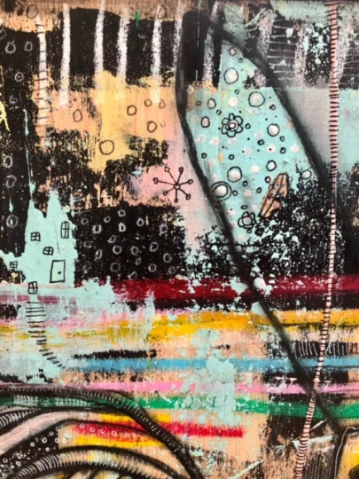 Original Mixed Media Fine Art on Wood &#39;I Can Hear You&#39;