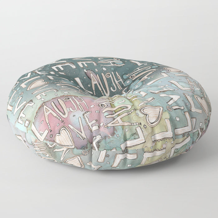 &#39;Laugh. Love. Livel&#39; Floor / Meditation Cushion