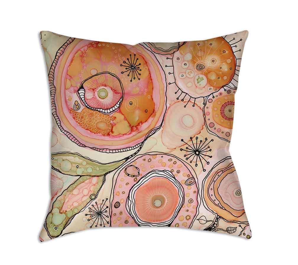 Floral Throw Pillow &#39;Teal Birds of a Flower 02&#39;