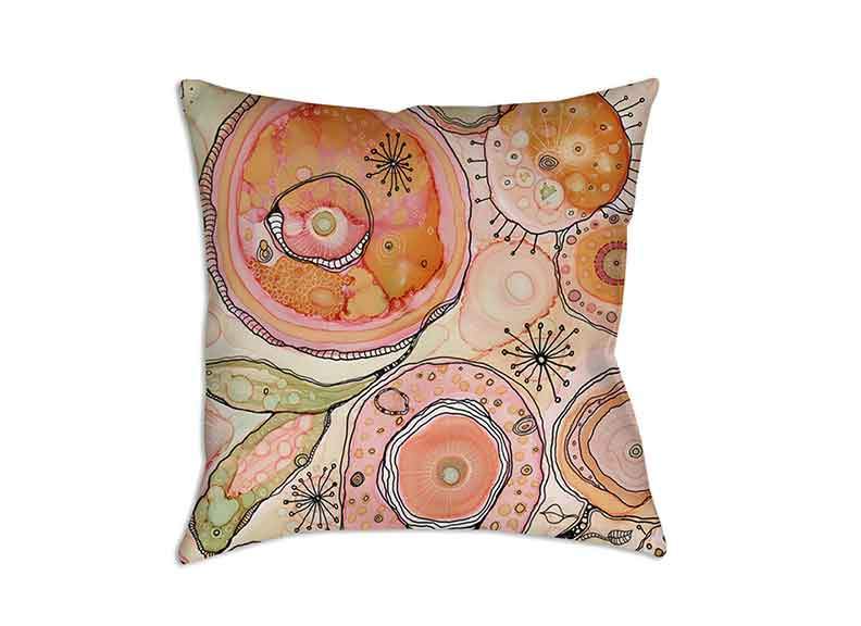Floral Throw Pillow &#39;Teal Birds of a Flower 04&#39;