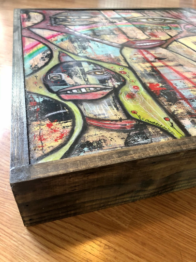 Original Mixed Media Fine Art on Wood &#39;A Love Story&#39;