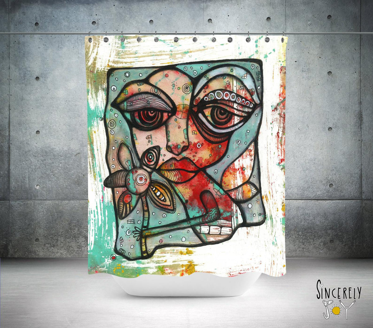 Abstract Mixed Media Shower Curtain &#39;Mine&#39;