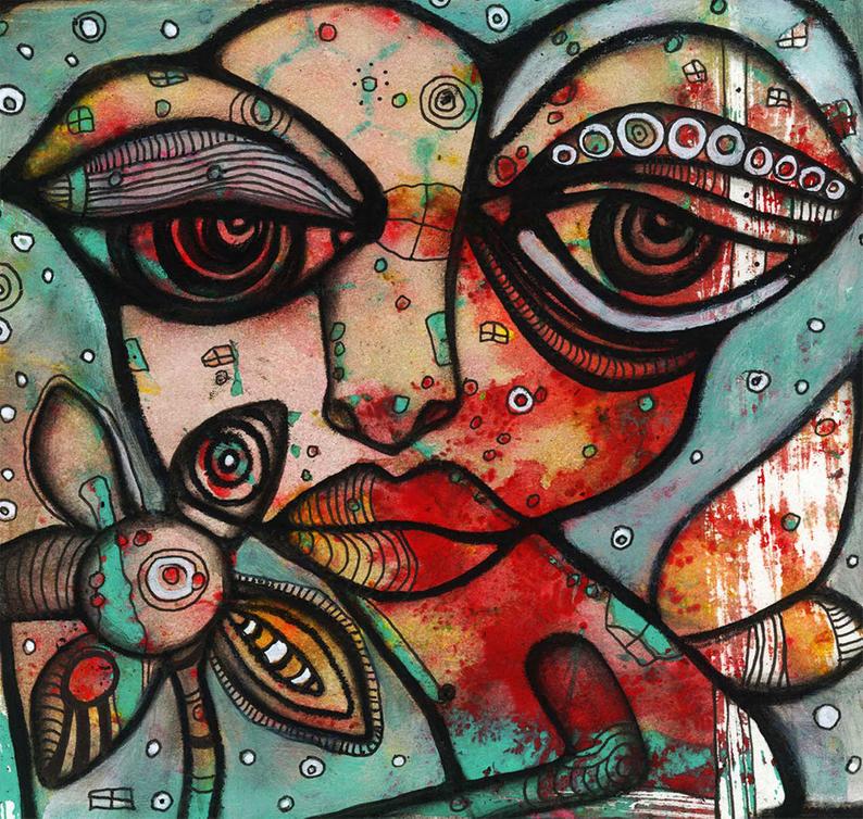 Abstract Mixed Media Shower Curtain &#39;Mine&#39;