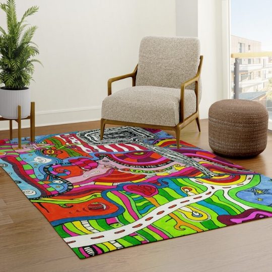 Psychedelic Area Rug &#39;Multi-Directional&#39;
