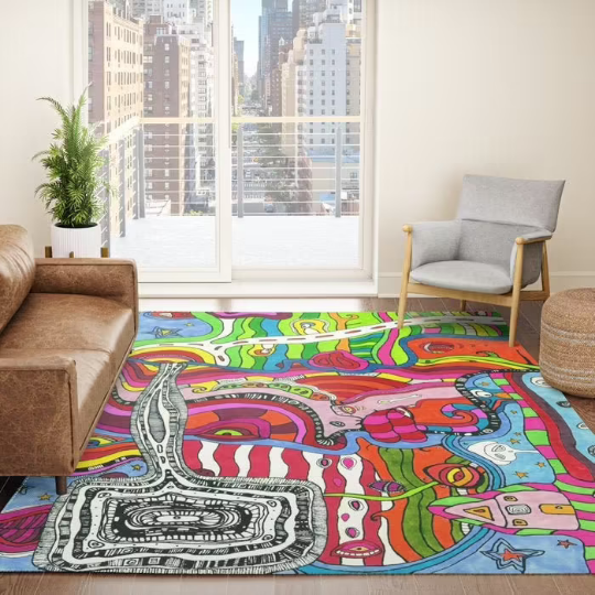 Psychedelic Area Rug 'Multi-Directional'