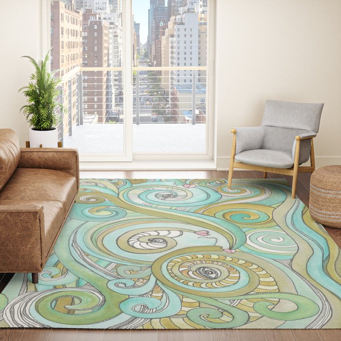 Area Rug &#39;Honeydew Ocean&#39;
