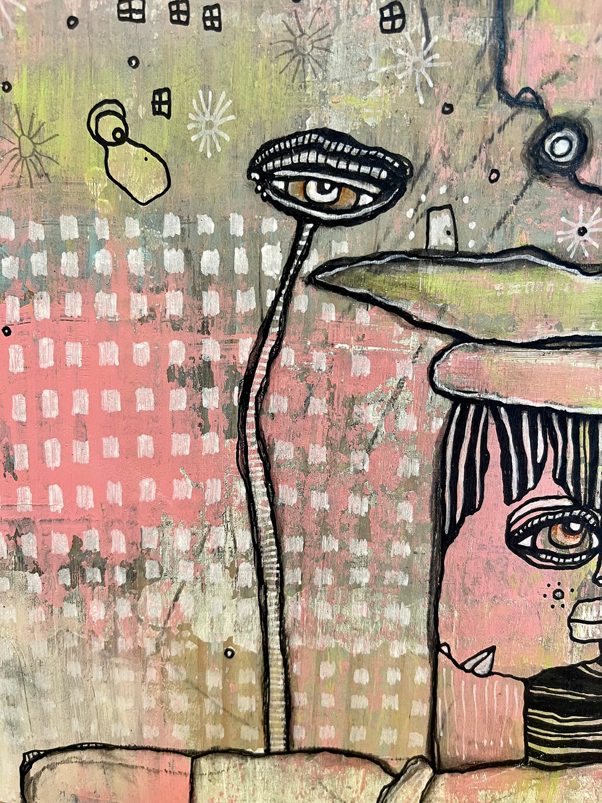 Original Mixed Media Fine Art on Wood &#39;On my Shoulder&#39;