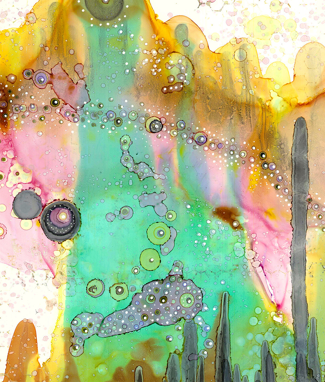 Colorful Abstract Shower Curtain &#39;Over the Rainbow II&#39;