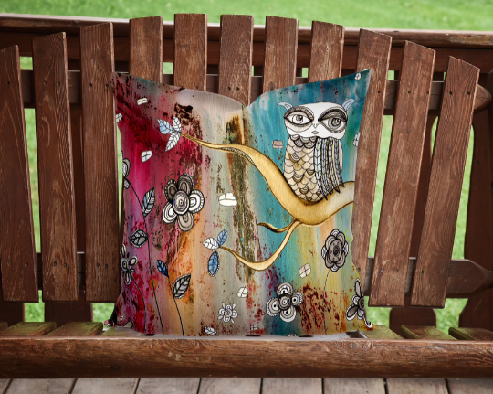Outdoor Pillow Cushion "Surreal Owl 1"