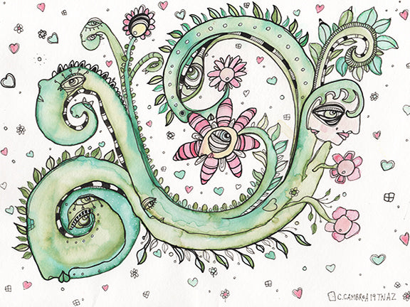 Original Mixed Media Fine Art &#39;plant love&#39;