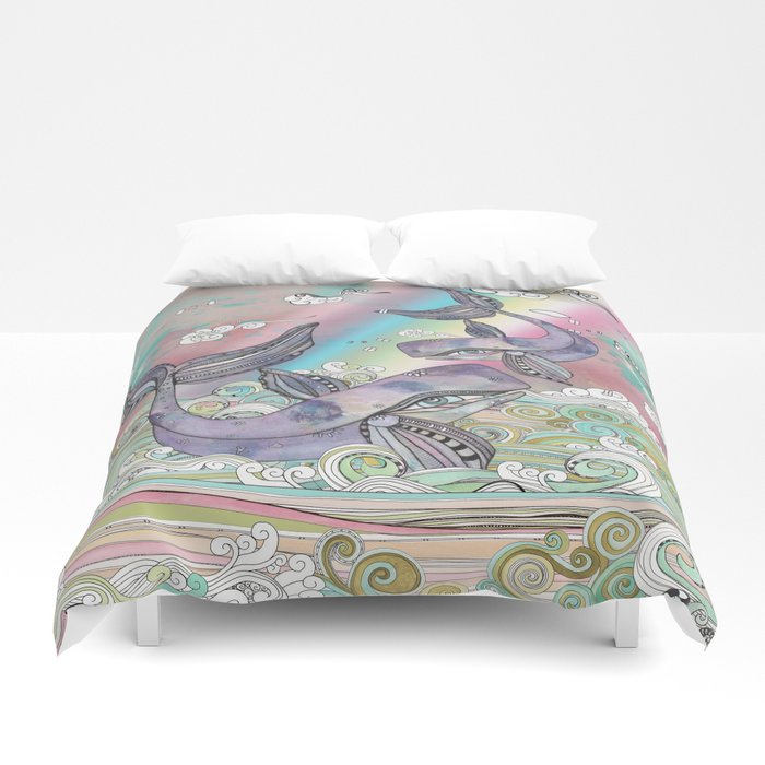 Duvet Cover &#39;Plum Purple Whales&#39;
