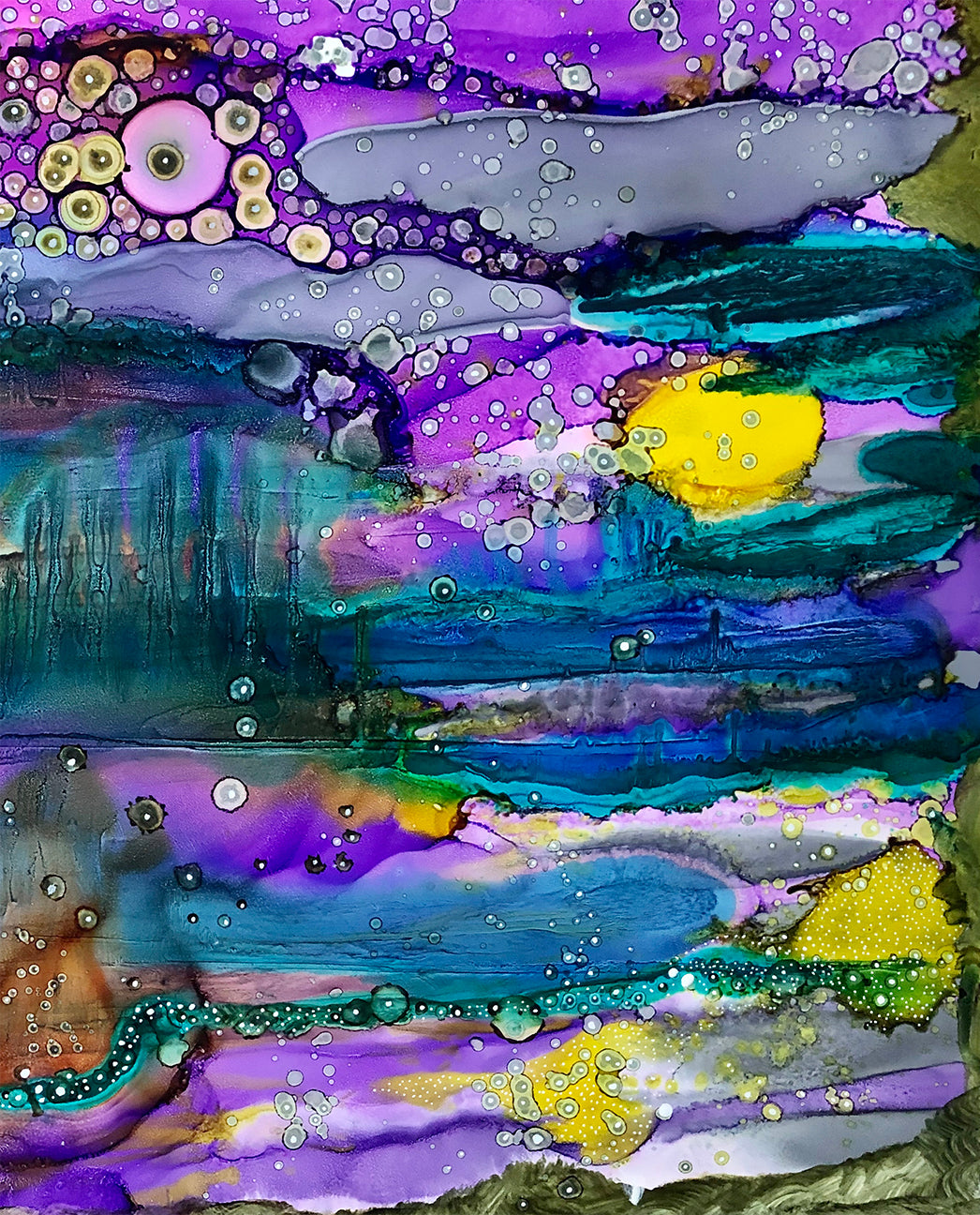 Original Abstract Fine Art &#39;Purple Mountain&#39;