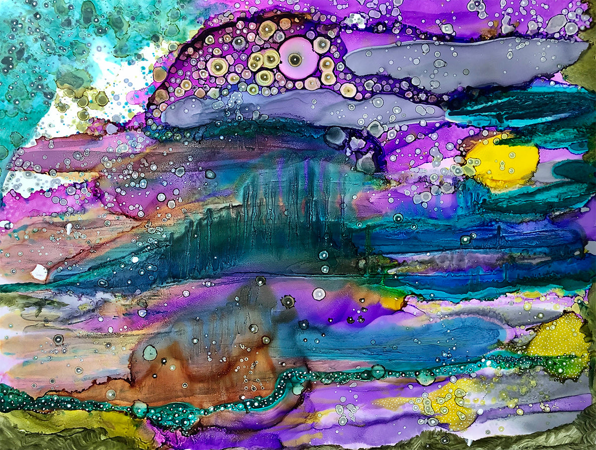 Original Abstract Fine Art &#39;Purple Mountain&#39;