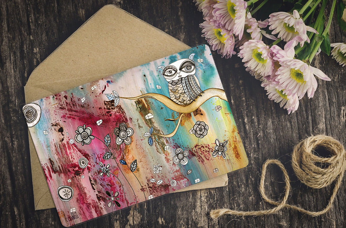 &#39;Surreal Owl I&#39; oversized note card