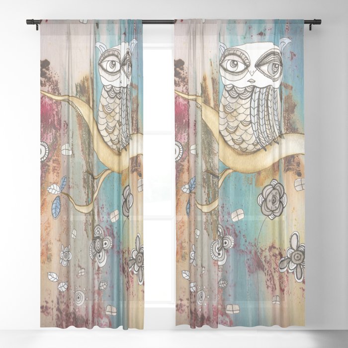 Window Curtains &quot;Surreal Owl 1&quot;
