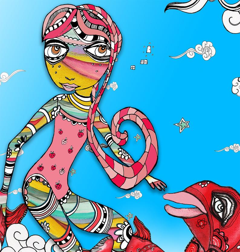 Wall Art Tapestry &#39;Surfer Girl&#39;